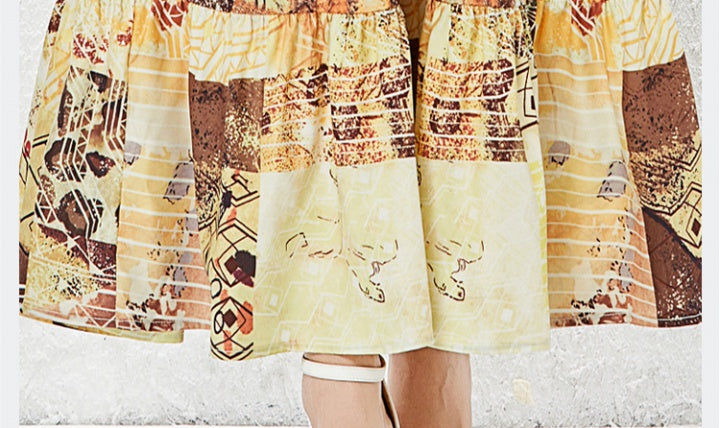CM-DY030051 Women Elegant European Style Stand Collar Long Sleeve Maxi Dress - Yellow
