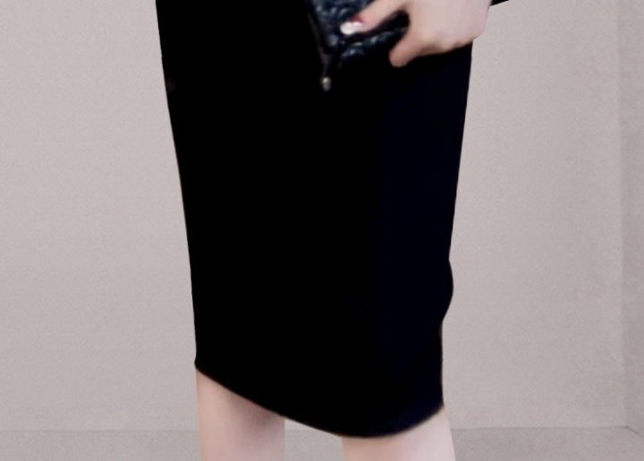 CM-DY060849 Women Elegant European Style Round Neck Short Sleeve Slim Dress
