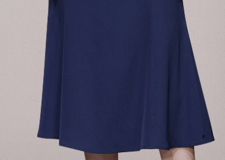 CM-DY063480 Women Elegant European Style Round Neck 3/4 Sleeve Mermaid Dress - Navy Blue