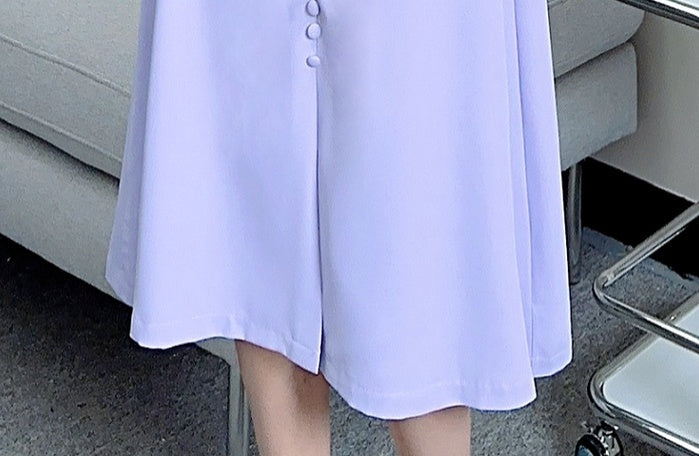 CM-DY068373 Women Elegant Seoul Style Split Embroidered V-Neck Beading Slim Dress