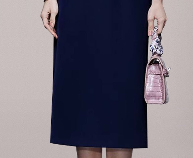 CM-DY069131 Women Elegant European Style Bow Decoration Short Sleeve Midi Dress