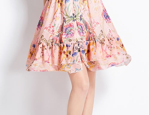 CM-DY072560 Women Elegant European Style Deep V-Neck Sleeveless Mini Dress - Pink