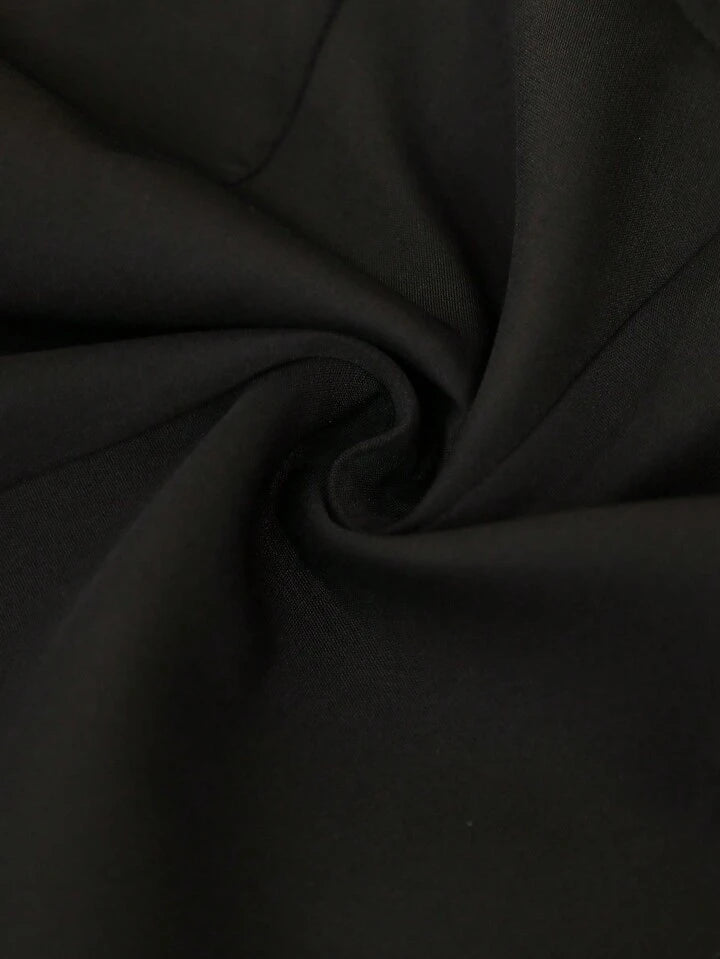 CM-TS127578 Women Elegant Seoul Style Deep V-NeckSleeveless Ruffle Hem Design Blouse - Black