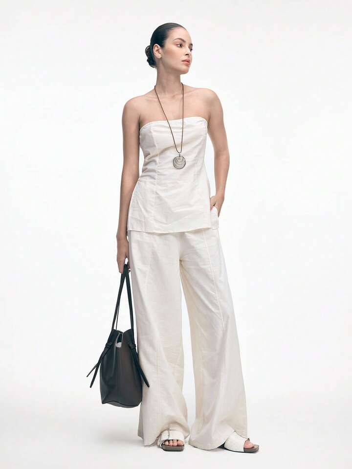 CM-SHS493873 Women Trendy Seoul Style Wooden Slip-On With Large Buckle PU Wedge Sandals - White