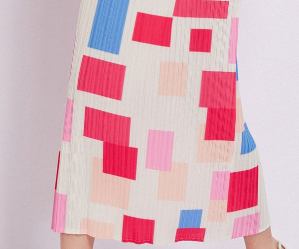 CM-SY003674 Women Elegant European Style Round Neck Long Sleeve Blouse With Long Pleats Skirt - Set