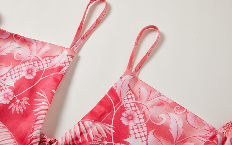 CM-SY015748 Women Trendy Bohemian Style Halter Neckline Long Sleeve Cropped Top With High Waist Skirt - Set