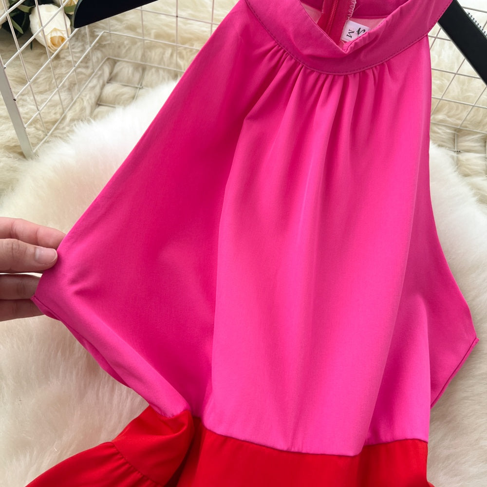 CM-DY037086 Women Elegant Seoul Style Halter Neckline Sleeveless High Waist Midi Dress