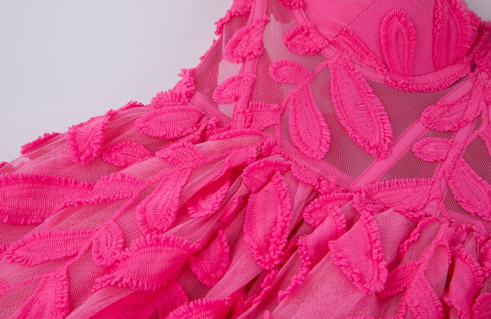 CM-DY039307 Women Elegant European Style Lace Embroidery Sleeveless Slim Midi Dress - Pink