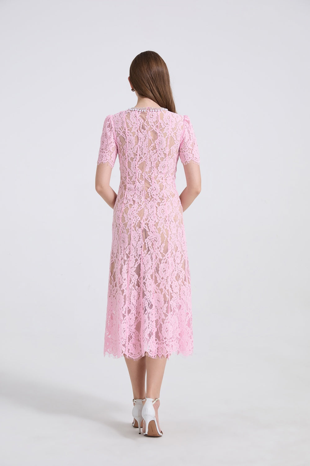 CM-DY040337 Women Elegant European Style Round Neck Short Sleeve A-Line Midi Dress (Available in 2 colors)