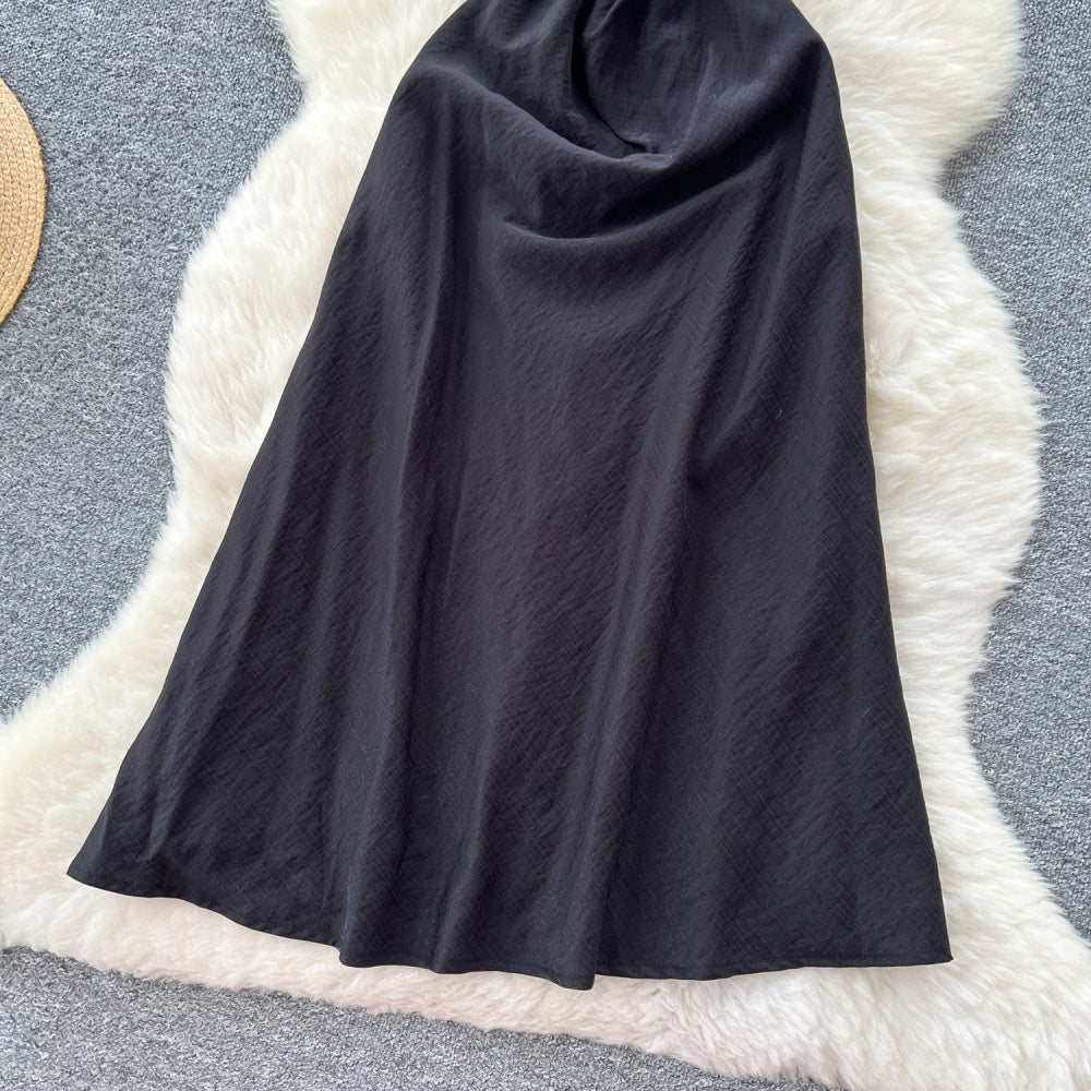 CM-DY043111 Women Elegant European Style Bow Decor Sleeveless Pinched Waist Maxi Dress - Black