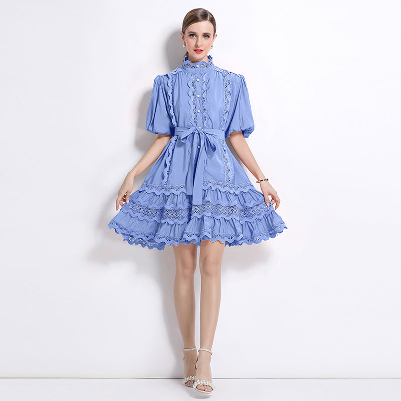 sachin and babi light blue dress Shop Our Vintage Lace Dress with Midi Full Sleeve Stand Collar