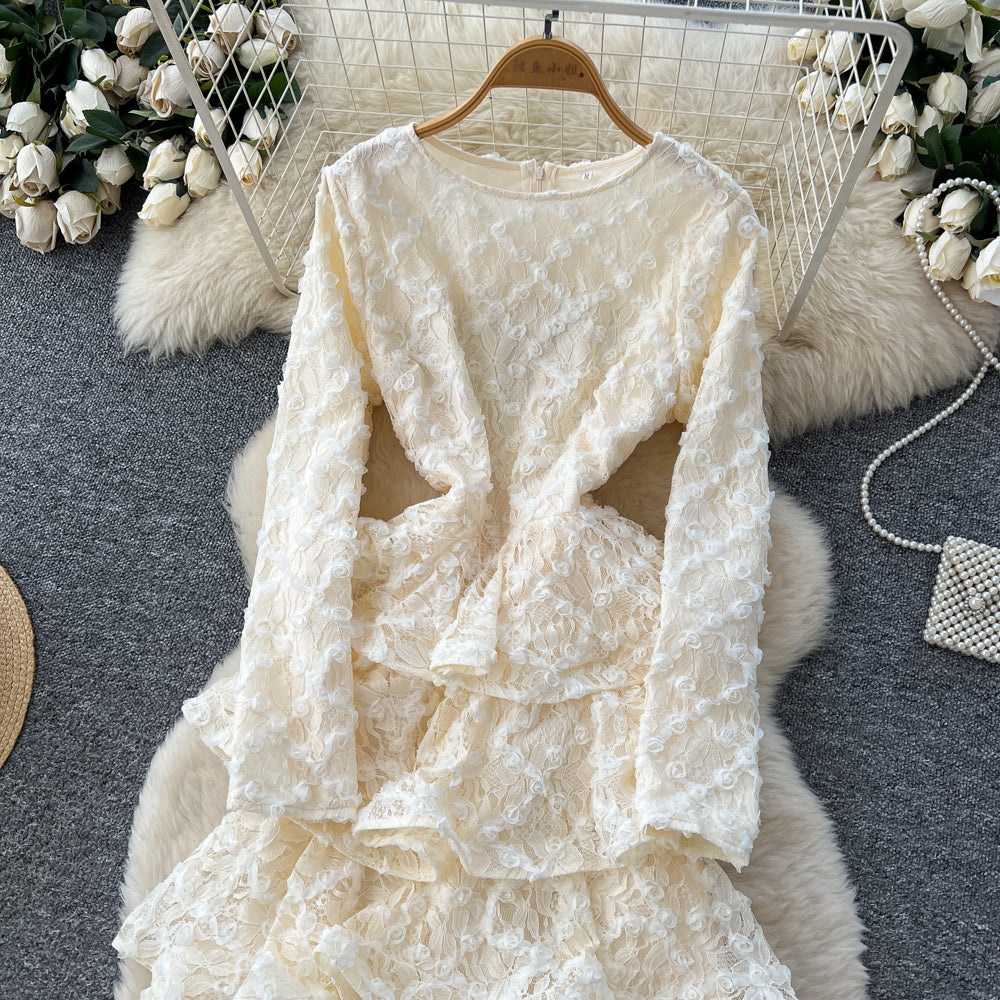 CM-DY062837 Women Elegant European Style Round Neck Long Sleeve Pinched Waist Maxi Dress (Available in 4 colors)