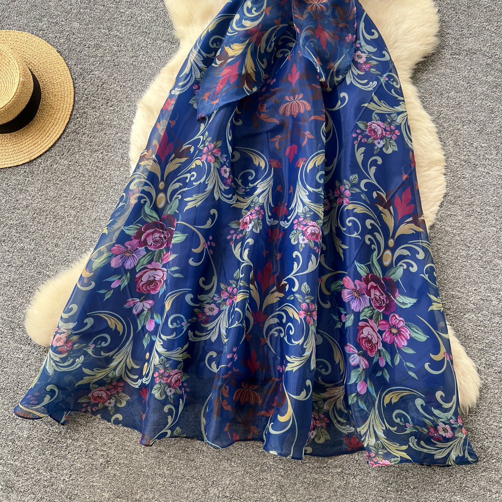 CM-DY067775 Women Elegant European Style Lapel Neckline Short Sleeve A-Line Long Dress (Available in 2 colors)