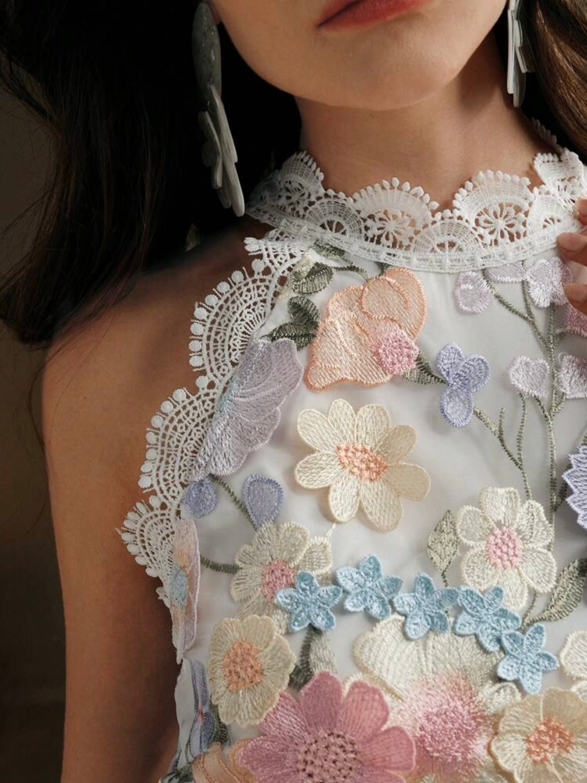 CM-TS038199 Women Elegant Seoul Style Sleeveless 3D Floral Colorful Blouse - Purple