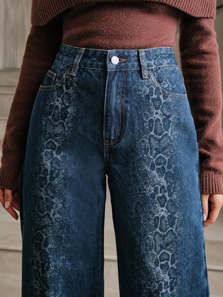 CM-BS216159 Women Casual Seoul Style Dark Wash Low Waist Extra Long Straight Leg Denim Jeans