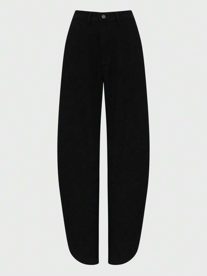 CM-BS928258 Women Casual Seoul Style High Waist Extra Long Loose Fit Wide Leg Jeans - Black