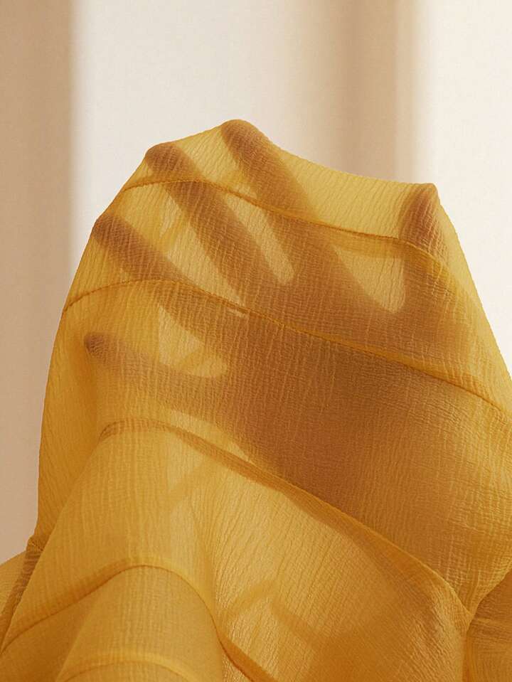 CM-DS291392 Women Elegant Seoul Style High-End Frilled Hem Flared Sleeve Short Dress - Yellow
