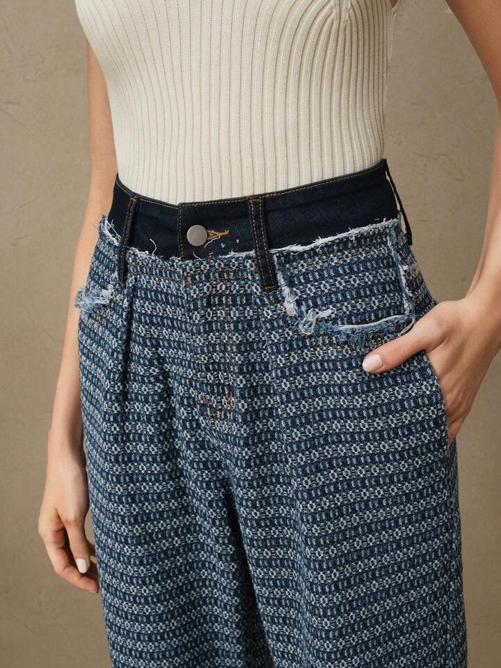 CM-BS334678 Women Casual Seoul Style Striped Pocket Straight Loose Denim Jeans - Baby Blue