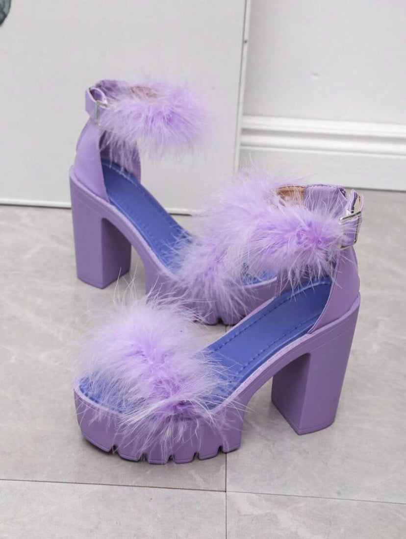 CM-SHS281431 Women Trendy Seoul Style Buckle Zipper Back Platform Chunky Heeled Sandals