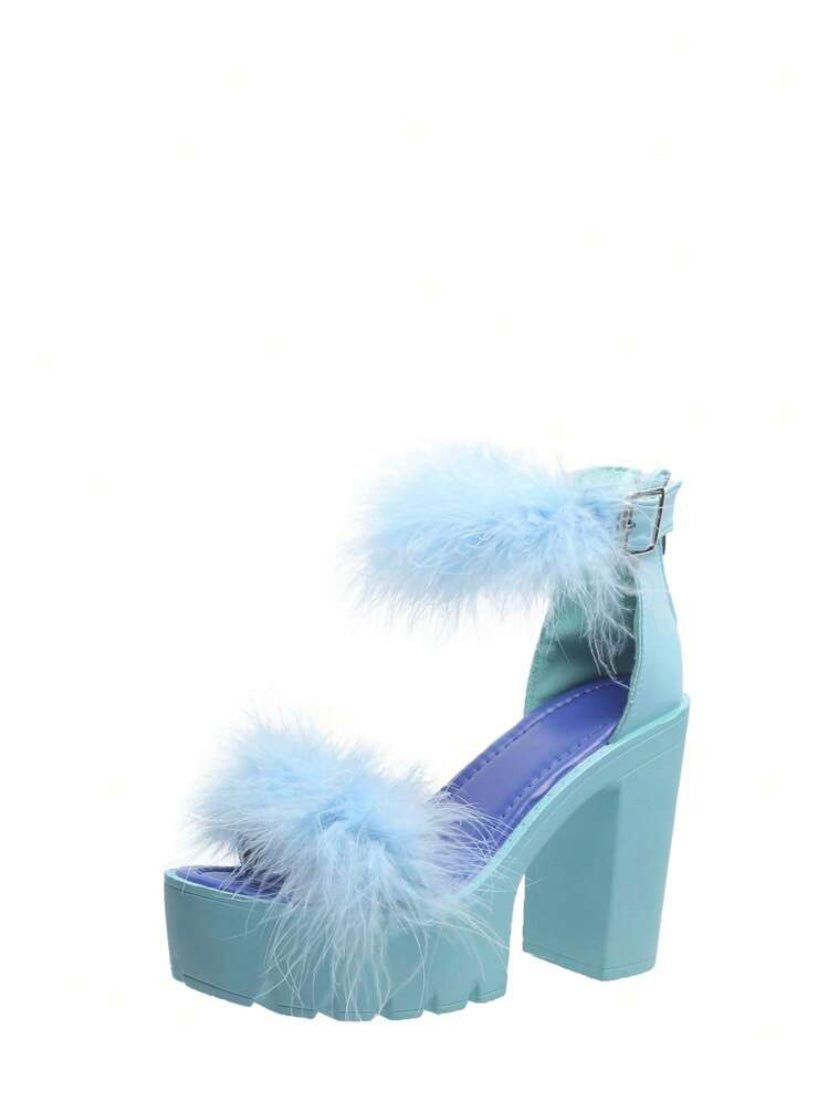 CM-SHS231672 Women Trendy Seoul Style Buckle Zipper Back Platform Chunky Heeled Sandals