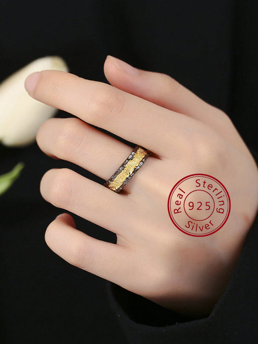 CM-AR124801 925 Sterling Silver Tang Grass Pattern Adjustable Ring