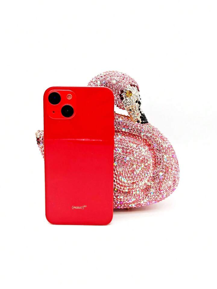 CM-BGS301639 Women Trendy Seoul Style Swan Crystal With Metal Chain Evening Clutch Bag