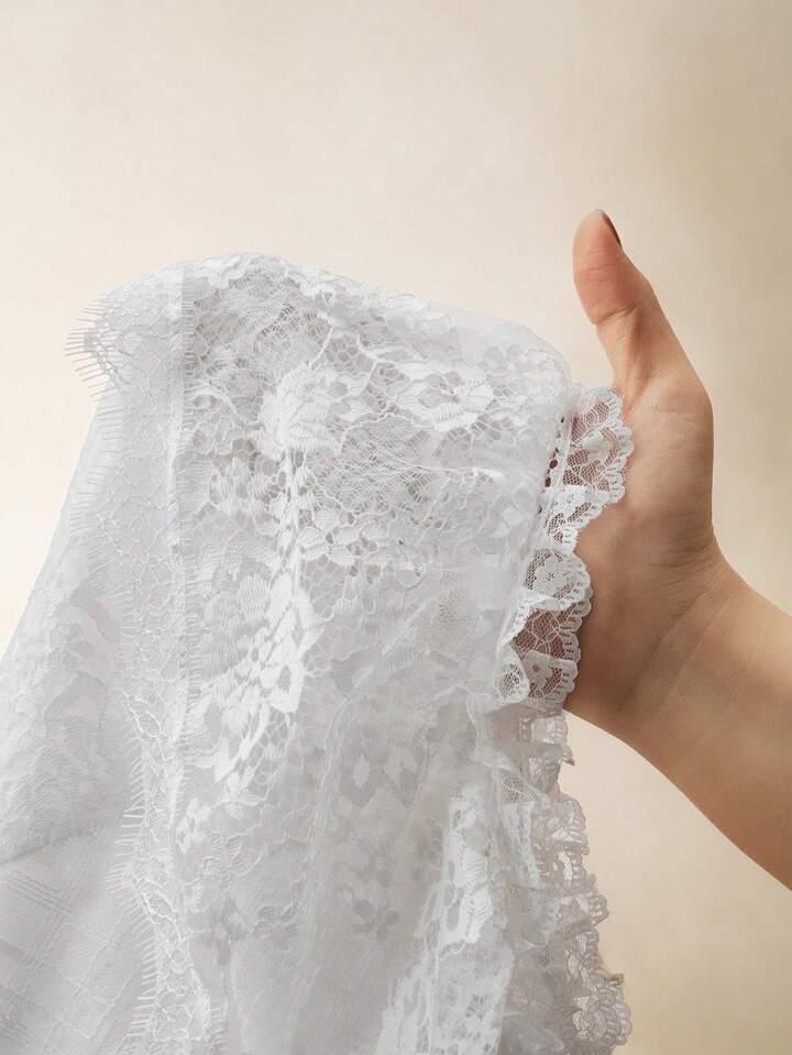 CM-TS399689 Women Elegant Seoul Style Solid Color Off-Shoulder Half-Sheer Lace Back Zipper Design Top - White