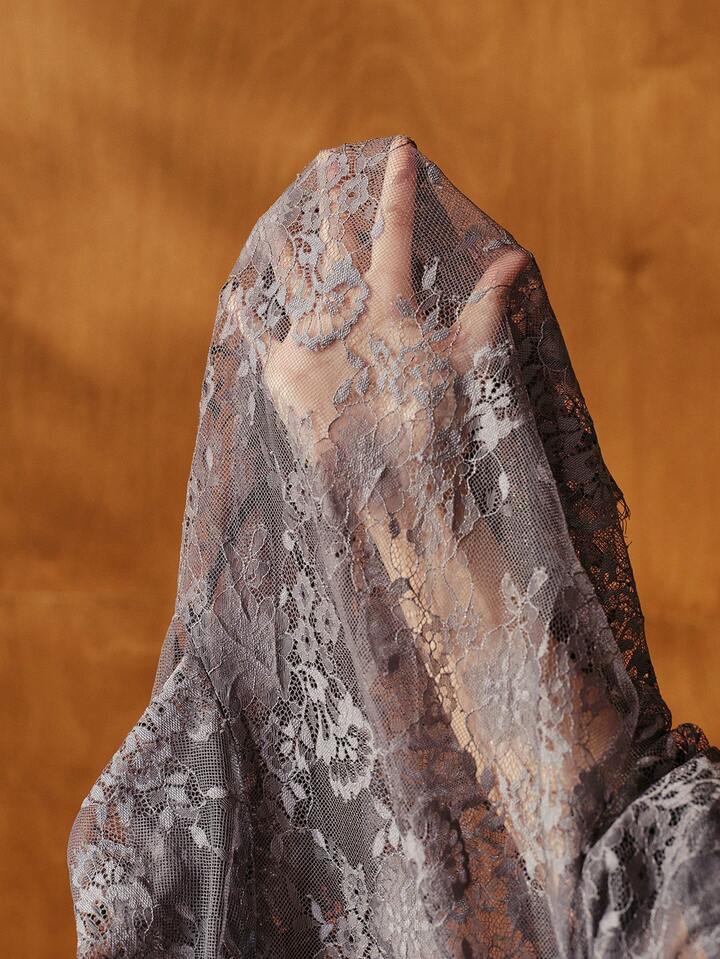 CM-TS791556 Women Elegant Seoul Style Lace Sheer Pocket Long Sleeve Women Blouse - Gray