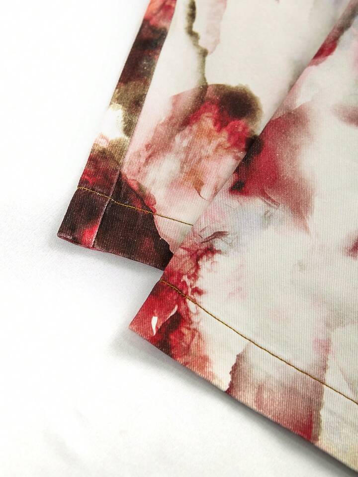 CM-BS864528 Women Casual Seoul Style Low Waist Floral Print Distressed Wide Leg Loose Fit Jeans