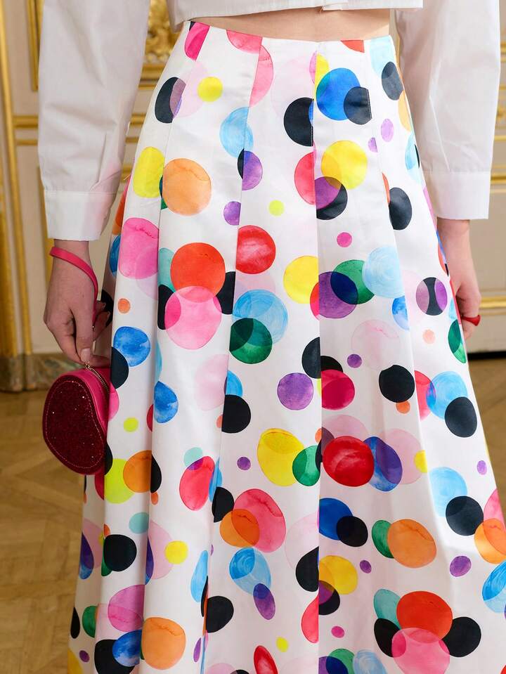 CM-BS067693 Women Elegant Seoul Style Colorful All-Over Print High Waist Maxi Skirt