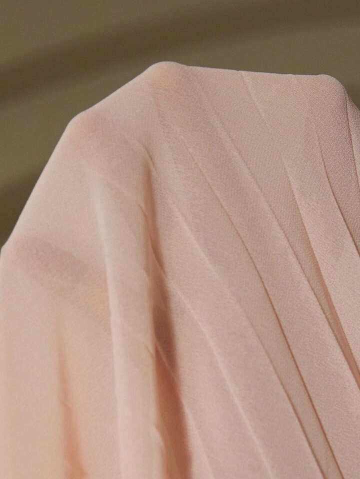 CM-DS329195 Women Elegant Seoul Sttle Round Neck Metal Button Decor Sleeveless Pleated A-Line Dress - Pink