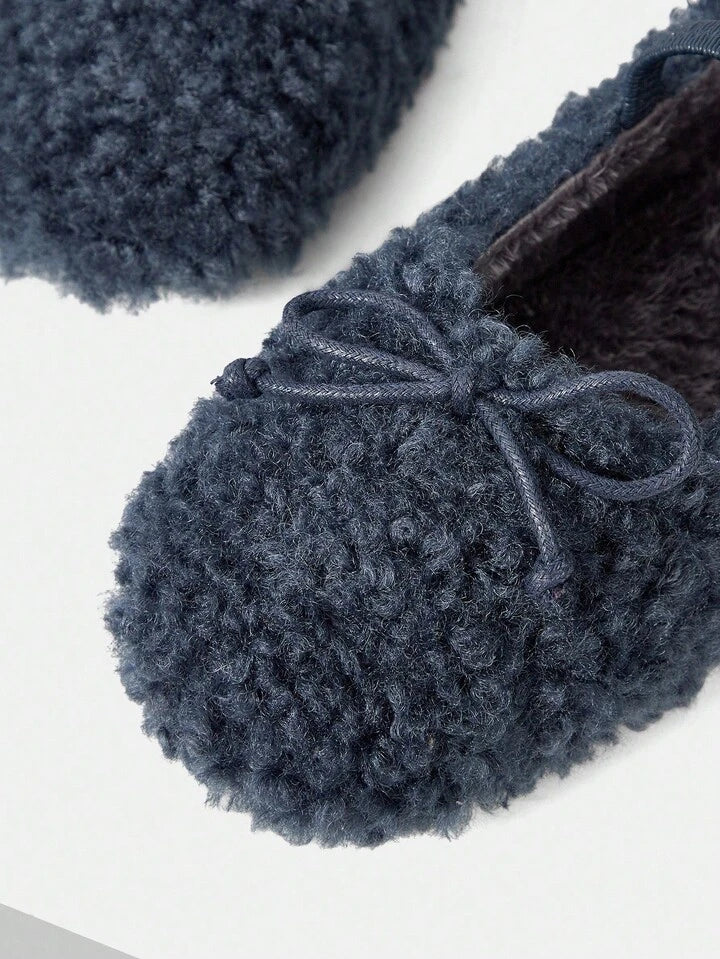 CM-SHS427307 Women Trendy Seoul Style Bow Details Low Vamp Flat Loafers - Royal Blue