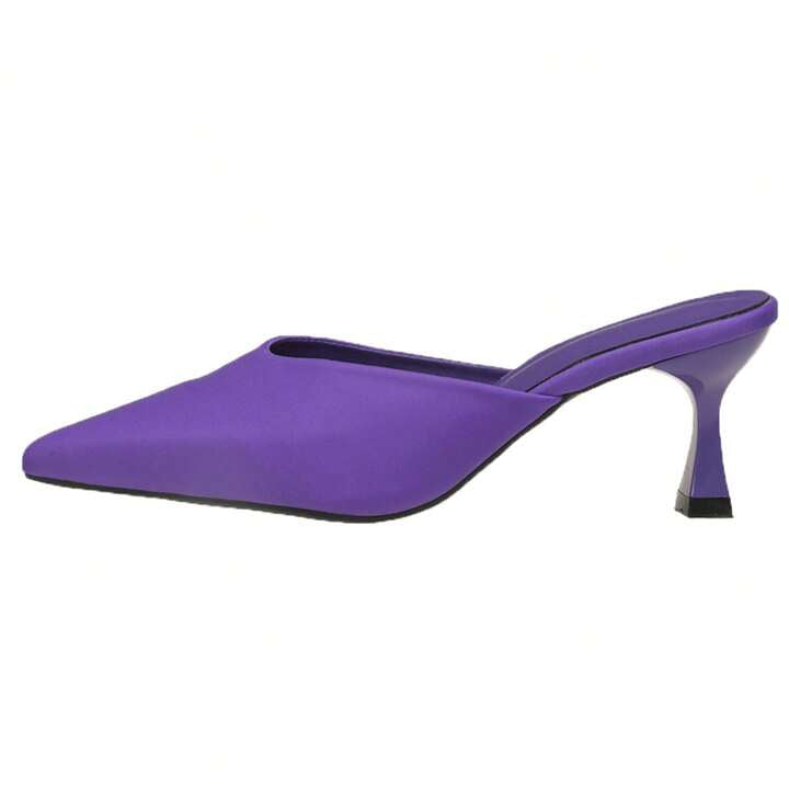 CM-SHS349808 Women Trendy Seoul Style Pointed Toe Mules High Heel Slides - Purple