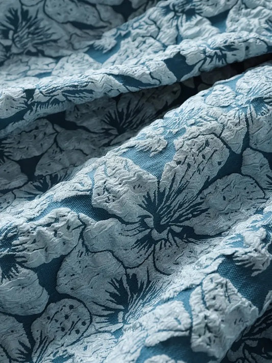 CM-DT329623 Women Eleagnt Seoul Style Square Neck Sleeveless Floral Print A-Line Dress - Blue