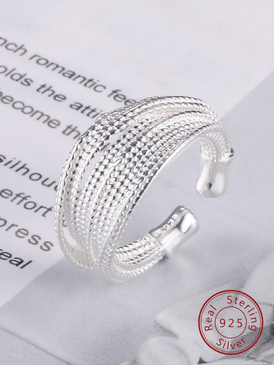 CM-AR063727 925 Sterling Silver Multi-Layer Wire-Like Adjustable Ring