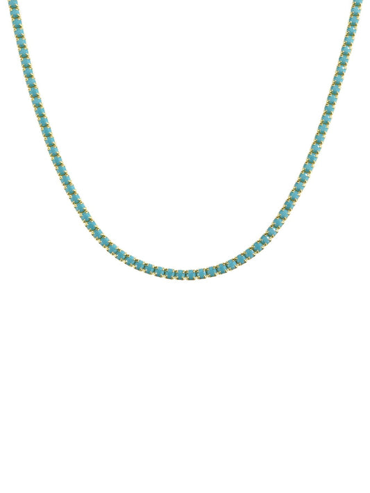 CM-AN109410 925 Sterling Silver Cubic Zirconia Gemstone Chain Necklace