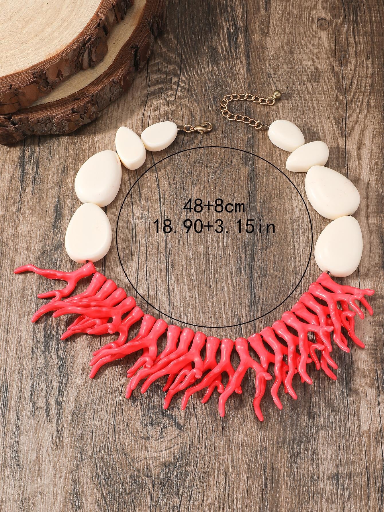 CM-AXS602052 Women Trendy Seoul Style Antler Decor Bib Necklace - Orange