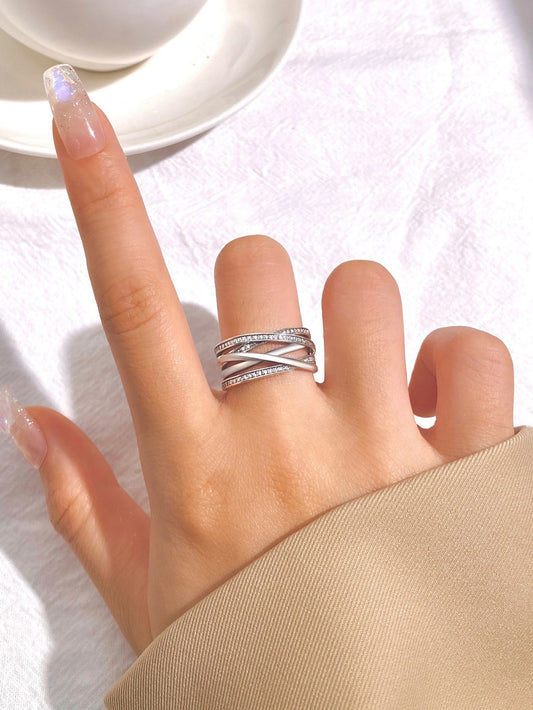 CM-AR163868 925 Sterling Silver Cubic Zirconia Intertwined Ring
