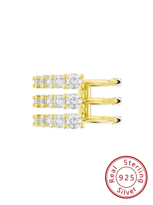 CM-AR744741 925 Sterling Silver Ring Clear Shining Cubic Zirconia Adjustable Ring - Yellow Gold