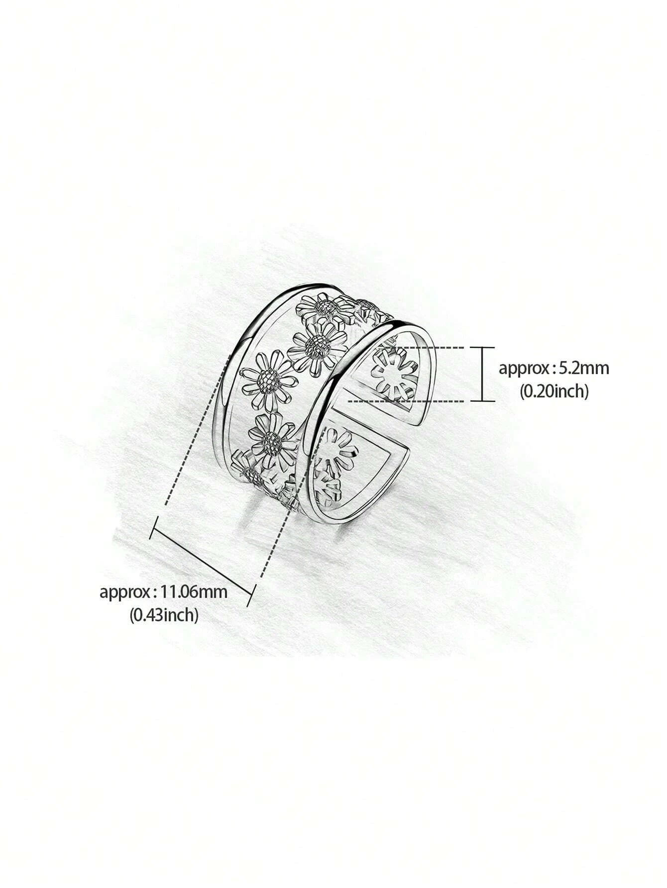 CM-AR434755 925 Sterling Silver Sunflower Decor Cuff Ring - Gold