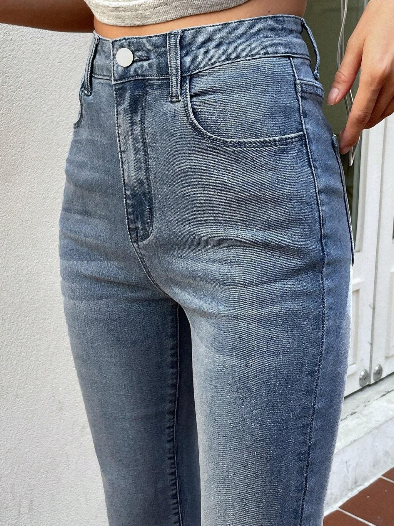 CM-BS923436 Women Preppy Seoul Style Medium Wash High Waist Flare Leg Jeans