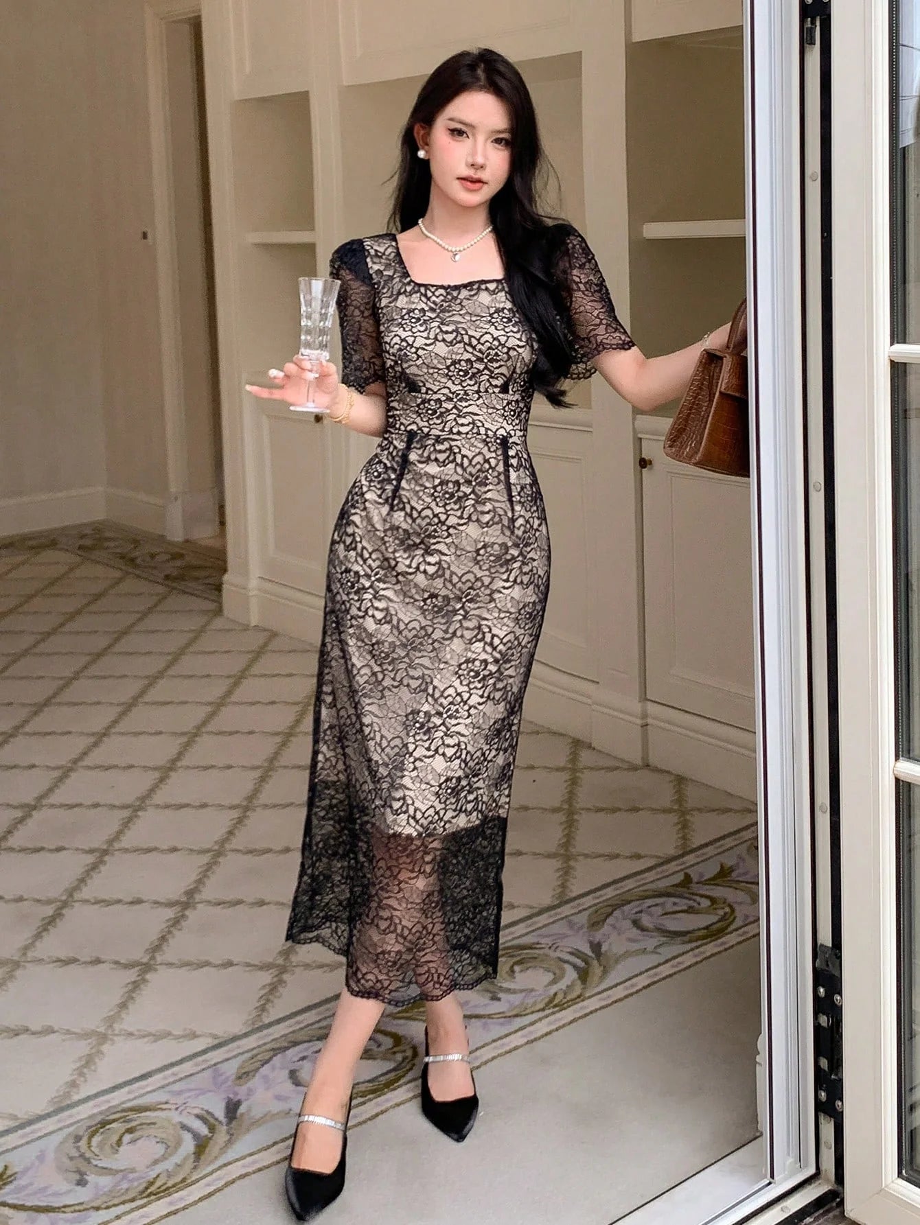 CM-DS226177 Women Elegant Seoul Style Square Neck Puff Sleeve Lace Ove Carry Me PH CM-DS226177 Women Elegant Seoul Style Square Neck Puff Sleeve Lace Ove Carry Me PH
