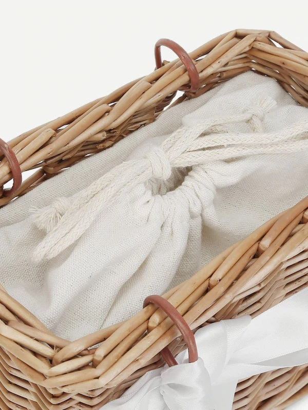 CM-BGS629605 Women Elegant Seoul Style Woven Design Handbag With Bow - Camel