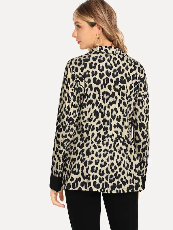 CM-CS917372 Women Elegant European Style Long Sleeve Leopard Print Blazer