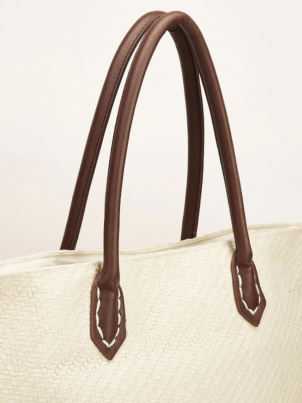 CM-BGS213702 Women Casual Bohemian Style Tassel Hem Tote Bag - Beige