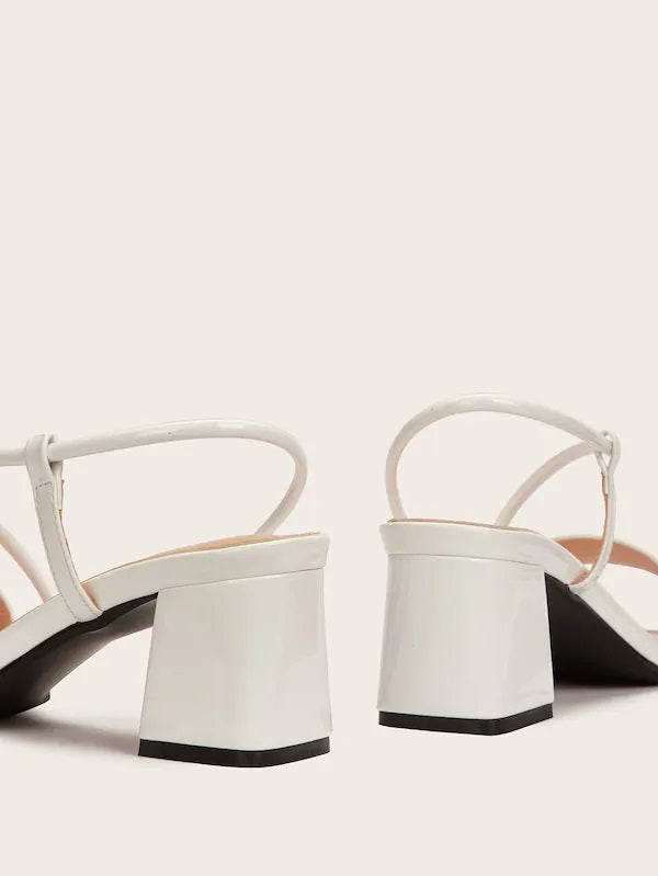 CM-SHS529362 Women Classic Seoul Style Marble Print Chunky Heels - White