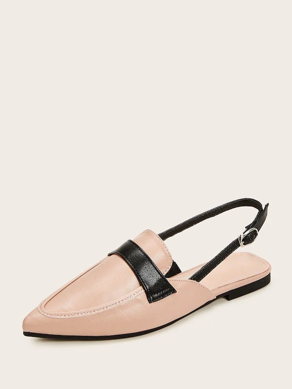 CM-SHS722121 Women Casual Seoul Style Point Toe Slingback Flats - Pink