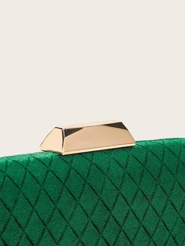 CM-BGS723605 Women Elegant Seoul Style Clip Top Velvet Clutch Bag - Green