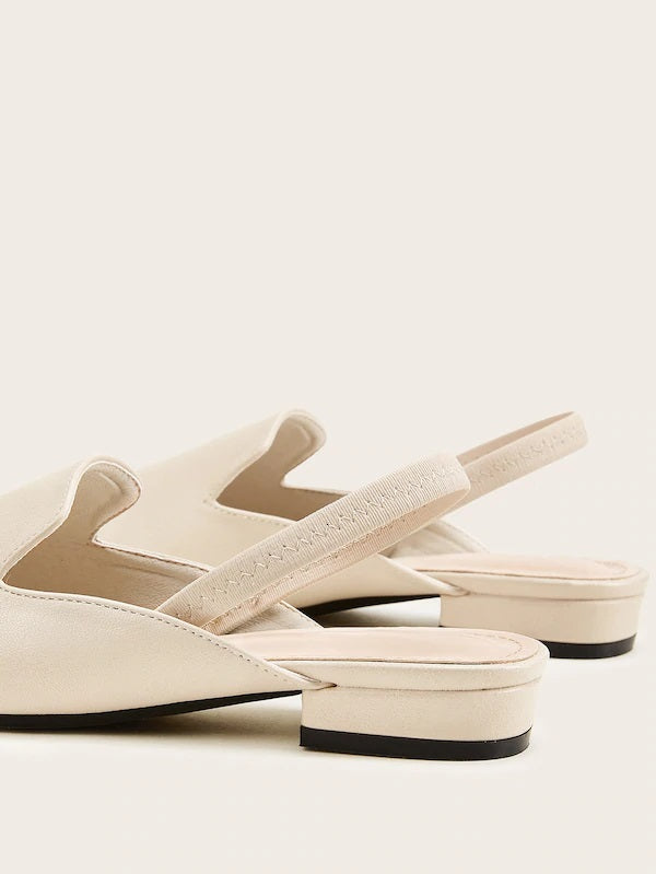 CM-SHS724589 Women Trendy Seoul Style Point Toe Slingback Flats - Apricot