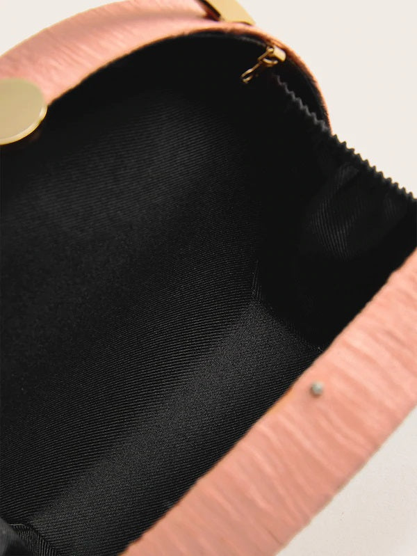 CM-BGS725555 Women Elegant Seoul Style Metal Handle Round Evening Chain Bag - Pink